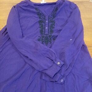 ST JOHN'S BAY Women's Purple Sz Lg Long Sleeve‎ Pullover Top/Blouse Ribbed